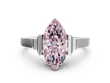 Silver Fancy Pink Marquise Cut Brilliant Solitaire Diamond Ring with Channel Set Band and Bar Prong Setting_102