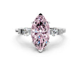 Silver Fancy Pink Marquise Cut Brilliant Three-Stone Pave Band with Four-Prong Setting_6