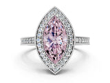 Silver Fancy Pink Marquise Cut-Cut Diamond Halo Engagement Ring with Pave Band and Prong Setting_6