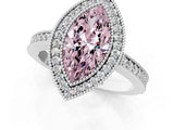 Silver Fancy Pink Marquise Cut-Cut Diamond Halo Engagement Ring with Pave Band and Prong Setting_7