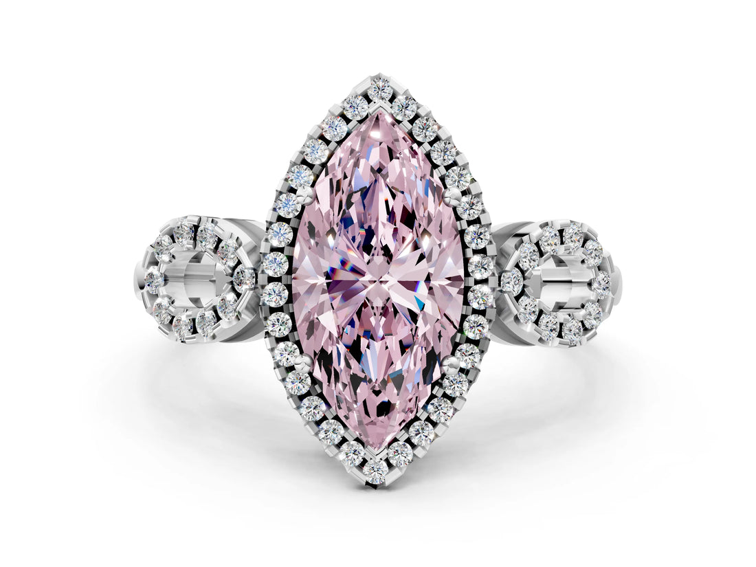 Silver Fancy Pink Marquise Cut Cut Halo Diamond Infinity Band with Four-Prong Setting_6
