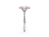 Silver Fancy Pink Marquise Cut Diamond Brilliant Solitaire Ring with Pavé Band and Four-Prong Setting_56