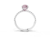 Silver Fancy Pink Marquise Cut Diamond Brilliant Solitaire Ring with Pavé Band and Four-Prong Setting_57