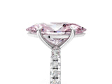 Silver Fancy Pink Marquise Cut Diamond Brilliant Solitaire Ring with Pavé Band and Four-Prong Setting_59