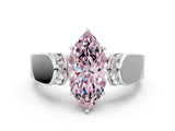 Silver Fancy Pink Marquise Cut Diamond Channel Set Solitaire Ring with Four-Prong Setting_57