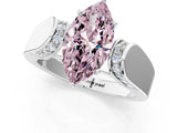 Silver Fancy Pink Marquise Cut Diamond Channel Set Solitaire Ring with Four-Prong Setting_58