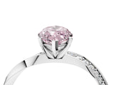 Silver Fancy Pink Marquise Cut Diamond Engagement Ring with Side Stone Accents and Four-Prong Setting_40