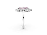 Silver Fancy Pink Marquise Cut Diamond Floral Double Halo Engagement Ring with Prong Setting_37
