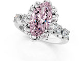 Silver Fancy Pink Marquise  Cut Diamond Floral Halo Engagement Ring with Shared Prong Setting 1