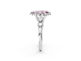 Silver Fancy Pink Marquise  Cut Diamond Floral Halo Engagement Ring with Shared Prong Setting 2