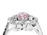 Silver Fancy Pink Marquise Cut Diamond Floral Halo Split Shank Prong Setting Ring_10