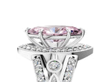 Silver Fancy Pink Marquise Cut Diamond Halo Ring with Split Shank and Bezel Accents and Four-Prong Setting_11