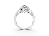 Silver Fancy Pink Marquise Cut Diamond Halo Ring with Split Shank and Bezel Accents and Prong Setting_9
