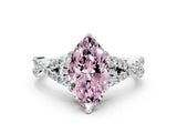 Silver Fancy Pink Marquise Cut Diamond  Halo Twist Band Solitaire Prong Setting Ring_12