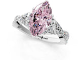 Silver Fancy Pink Marquise Cut Diamond  Halo Twist Band Solitaire Prong Setting Ring_13