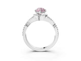 Silver Fancy Pink Marquise Cut Diamond  Halo Twist Band Solitaire Prong Setting Ring_15