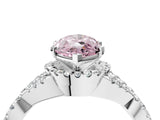Silver Fancy Pink Marquise Cut Diamond  Halo Twist Band Solitaire Prong Setting Ring_16