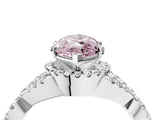 Silver Fancy Pink Marquise Cut Diamond  Halo Twist Band Solitaire Prong Setting Ring_4