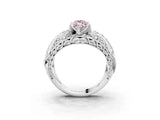Silver Fancy Pink Marquise Cut Diamond Pave Art Deco Split Shank Ring with Four-Prong Setting_9