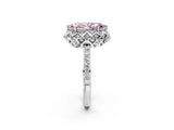 Silver Fancy Pink Marquise Cut Diamond Scalloped Halo Engagement Ring with Round Shared Prong Band_2