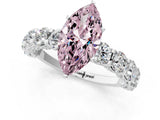 Silver Fancy Pink Marquise Cut Diamond Side Stone Engagement Ring with Four-Prong Setting_25