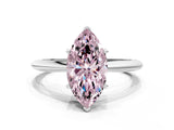 Silver Fancy Pink Marquise Cut Diamond Solitaire Engagement Ring with Classic Band and Four-Prong Setting_12