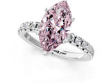 Silver Fancy Pink Marquise Cut Diamond Solitaire Pavé Engagement Ring with Round Band and Prong Setting_1