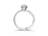 Silver Fancy Pink Marquise Cut Diamond Solitaire Pavé Engagement Ring with Round Band and Prong Setting_3