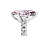Silver Fancy Pink Marquise Cut Diamond Solitaire Pavé Engagement Ring with Round Band and Prong Setting_5