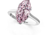 Silver Fancy Pink Marquise Cut Diamond Solitaire Ring with Flower Prong Setting and Classic Band_13