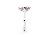 Silver Fancy Pink Marquise Cut Diamond Solitaire Ring with Flower Prong Setting and Classic Band_14