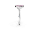 Silver Fancy Pink Marquise Cut Diamond Solitaire Ring with Pavé Band and Prong Setting_14