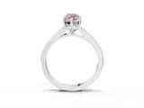 Silver Fancy Pink Marquise Cut Diamond Solitaire Ring with Pavé Band and Prong Setting_15