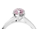 Silver Fancy Pink Marquise Cut Diamond Solitaire Ring with Pavé Band and Prong Setting_16