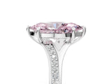 Silver Fancy Pink Marquise Cut Diamond Solitaire Ring with Pavé Band and Prong Setting_17