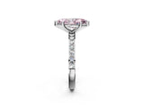 Silver Fancy Pink Marquise  Cut Diamond Solitaire with Pave Band and Four-Prong Setting 2