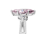 Silver Fancy Pink Marquise Cut Diamond Three-Stone Ring with Prong Setting and Pavé Band_11