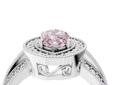 Silver Fancy Pink Marquise Cut Halo Diamond Engagement Ring with Pave Split Shank and Four-Prong Setting_10