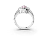 Silver Fancy Pink Marquise Cut Halo Diamond Engagement Ring with Pave Split Shank and Four-Prong Setting_9