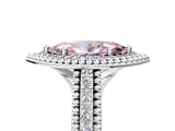 Silver Fancy Pink Marquise Cut Halo Diamond Ring with Beaded Split Shank and Four-Prong Setting_11