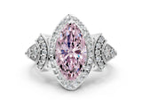 Silver Fancy Pink Marquise Cut Halo Diamond Split Shank Engagement Ring with Four-Prong Setting_18