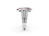 Silver Fancy Pink Marquise Cut Halo Diamond Split Shank Ring with Prong Setting_14