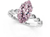Silver Fancy Pink Marquise Cut Solitaire Diamond Ring with Infinity Twist Band and Four-Prong Setting_61