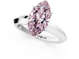 Silver Fancy Pink Marquise  Cut Solitaire Engagement Ring with Flat Band and Four-Prong Setting 1