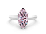 Silver Fancy Pink Marquise  Cut Solitaire Engagement Ring with Flat Band and Four-Prong Setting