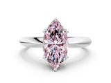 Silver Fancy Pink Marquise  Cut Solitaire Engagement Ring with Tapered Band and Four-Prong Setting
