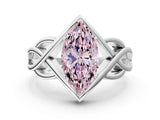 Silver Fancy Pink Marquise Cut Solitaire Intertwined Band Prong Setting Ring_6