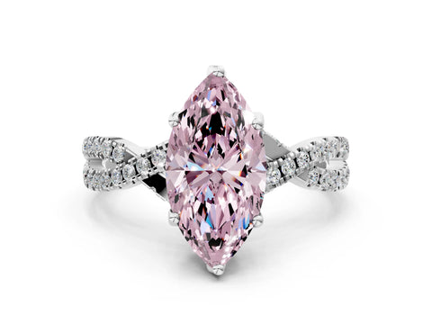 Silver Fancy Pink Marquise Cut Solitaire Twist Pave Diamond Engagement Ring with Prong Setting_66