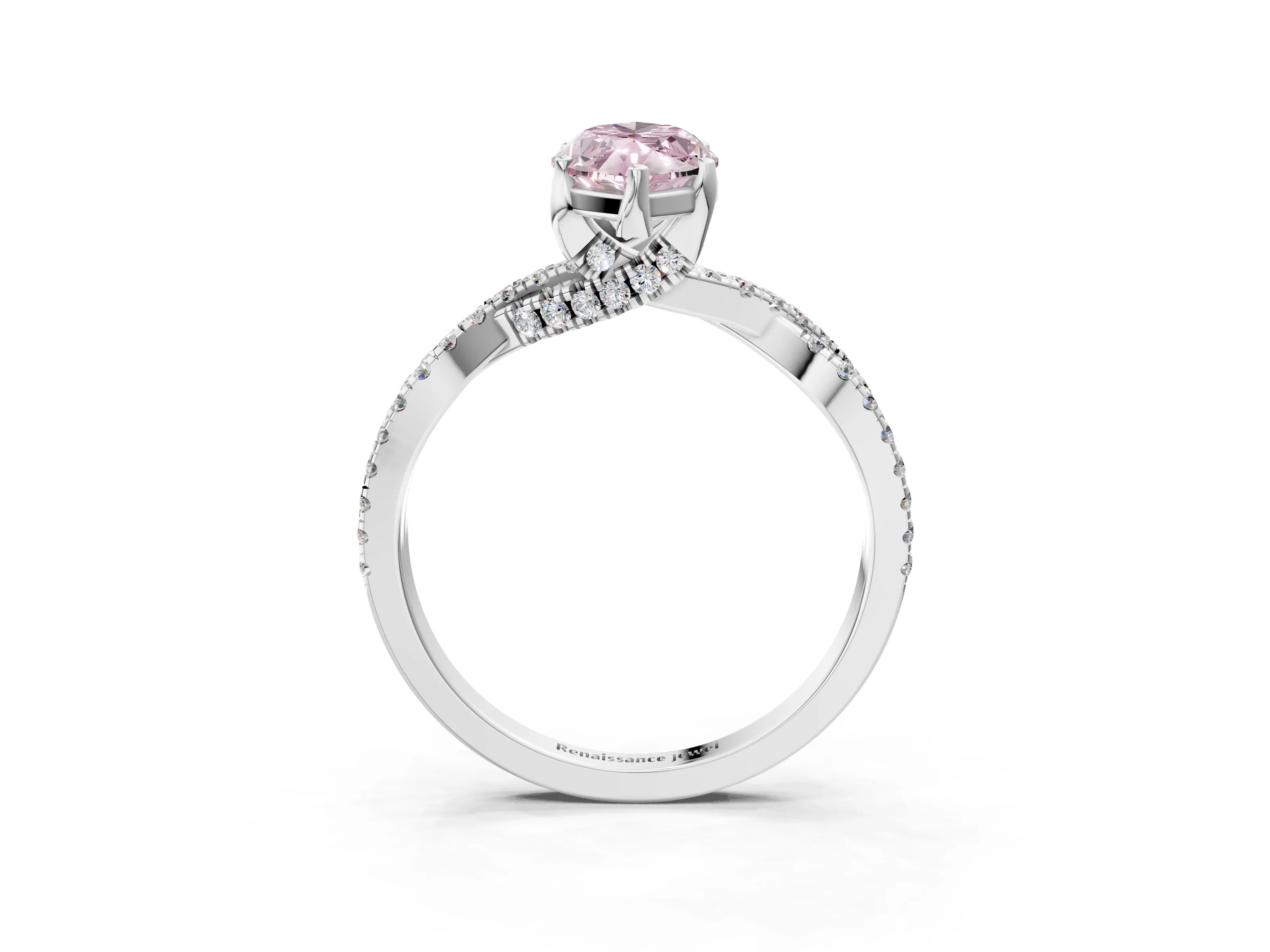Silver Fancy Pink Marquise Cut Solitaire Twist Pave Diamond Engagement Ring with Prong Setting_69