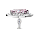 Silver Fancy Pink Marquise  Halo Diamond Engagement Ring with Twisted Band and Four-Prong Setting 5